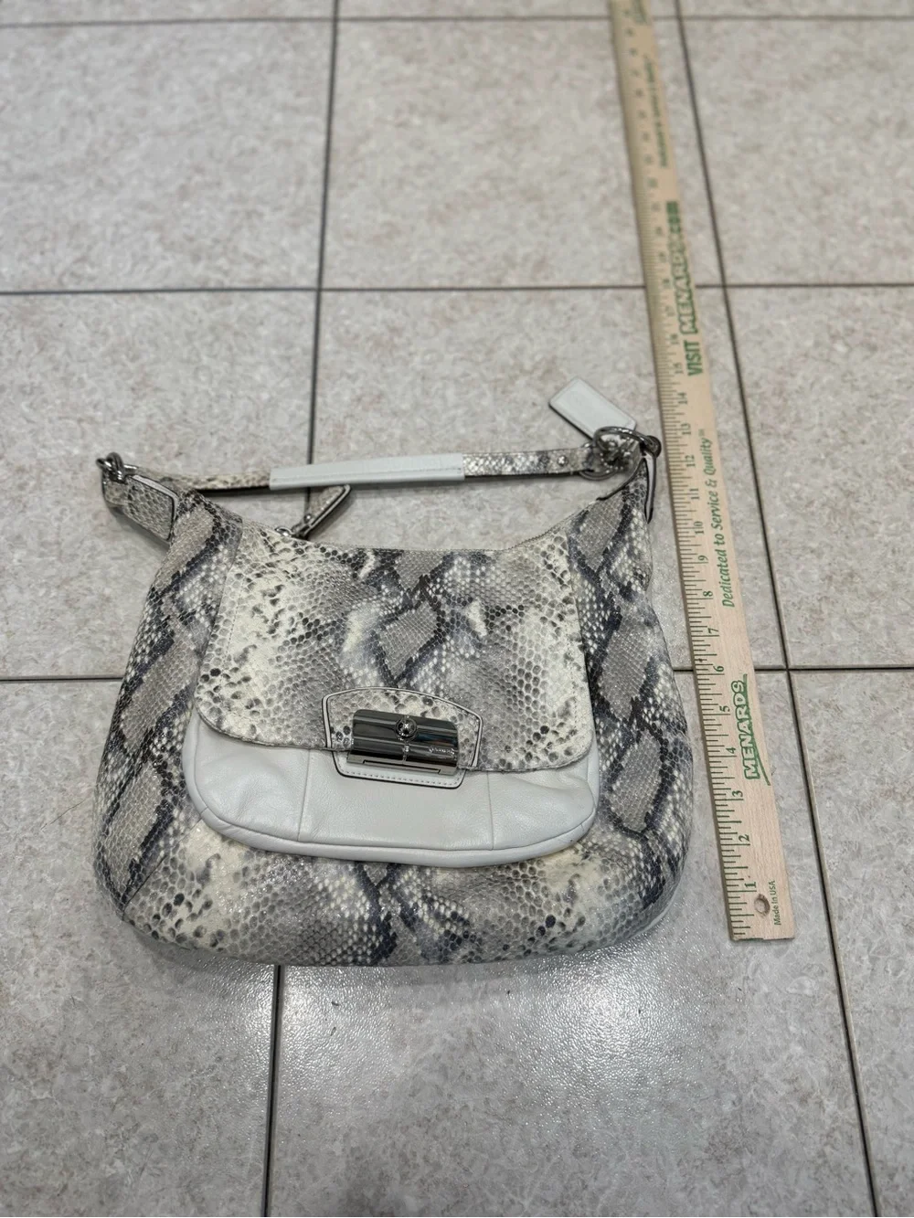 Coach Snakeskin-Print Hobo Shoulder Bag in Cream and Gray L1169-19323